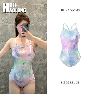 贝浩龙2024新款烫金蝴蝶游泳馆专用竞速显瘦高级感三角连体泳衣