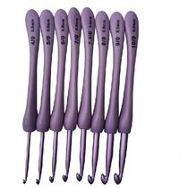 8PCS Fashion Purple Crochet Hooks Set Plastic Handle