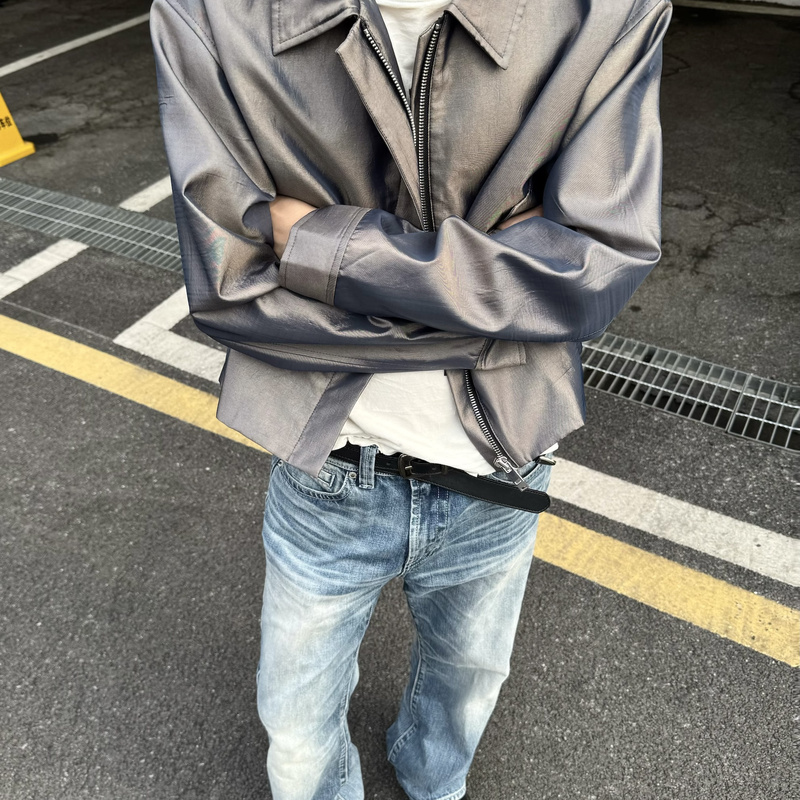 Shiin'Pearl' Japanese Imported Fabric Short Wide Silhouette Pearlescent Jacket