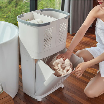 Removable household laundry basket bathroom bathroom clothes storage basket floor-standing large-sized hand-held laundry basket