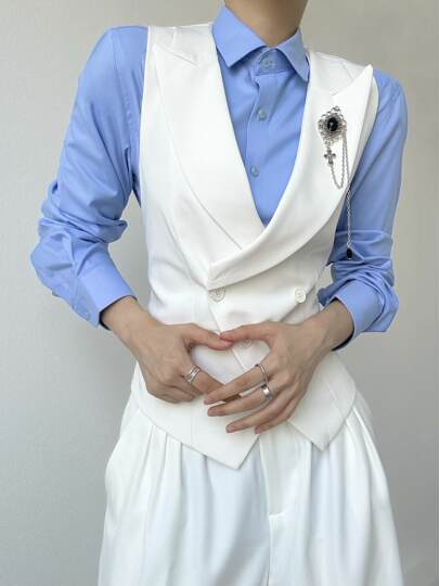 Asae White Slim-Fit Suit Vest, Stylish and Sophisticated, Unisex, Elegant and Cool Vest