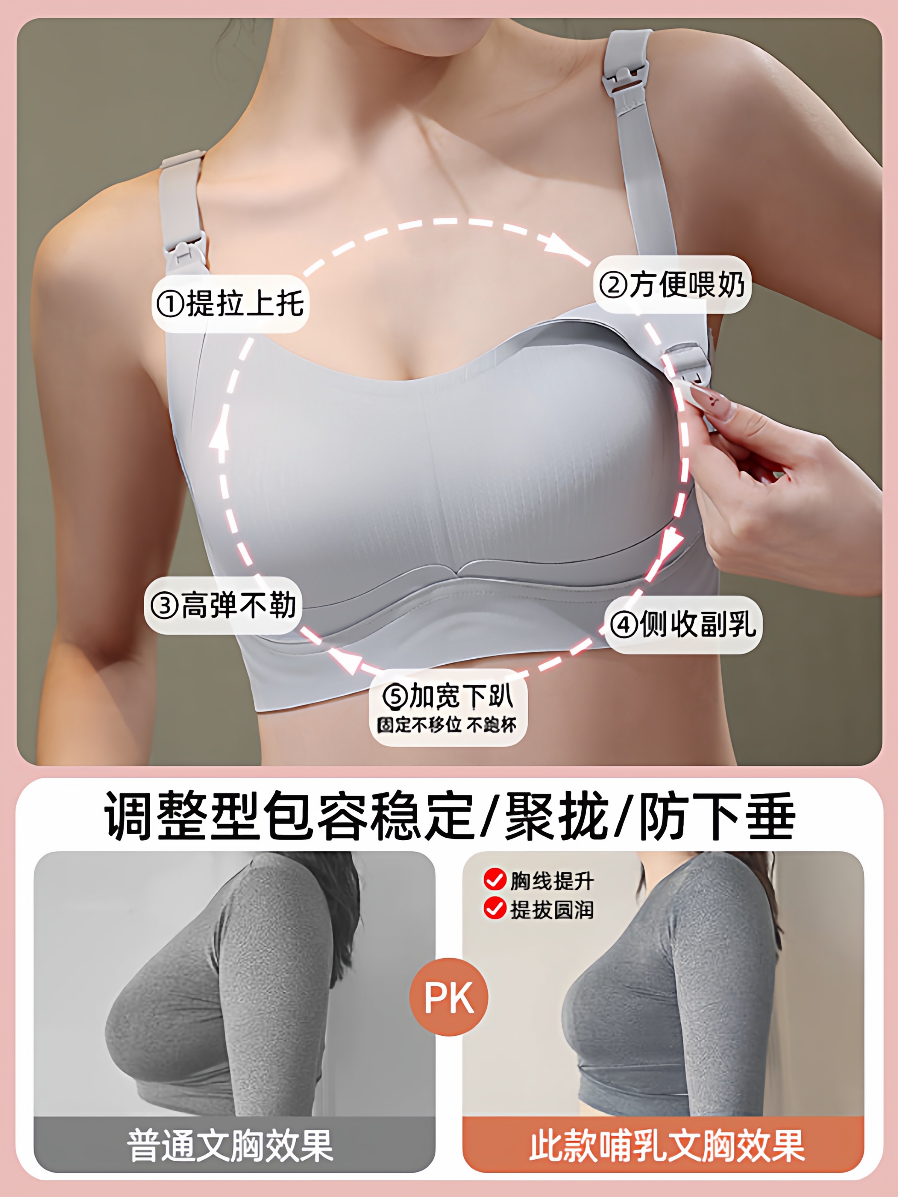 Maternity Nursing Bra, Special for Postpartum Breastfeeding, Can Be Worn While Sleeping, Push-Up, Anti-Sagging, Large Size, Thin Maternity Bra