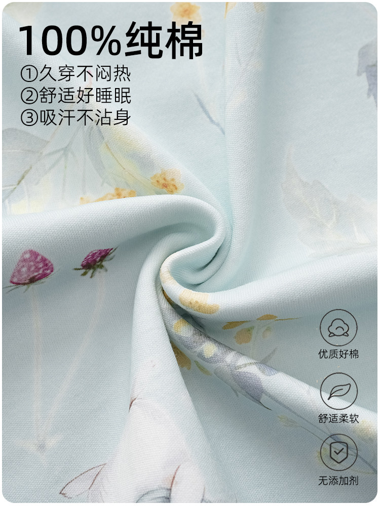 Postpartum Clothing, Pure Cotton, Sweat-Absorbent, with Chest Pads, Summer Thin Style, Dual-Use for Pregnancy and Breastfeeding, Maternity Home Wear