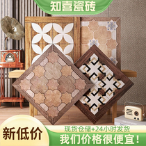 French wood grain tiles 600X600 matte antique mosaic European style tiles courtyard balcony terrace villa garden
