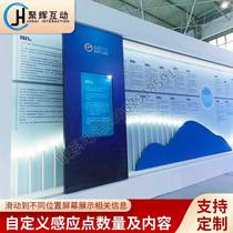 Party building exhibition hall Intelligent interactive slide rail screen system transparent TV electric push pull track all-in-one touch screen