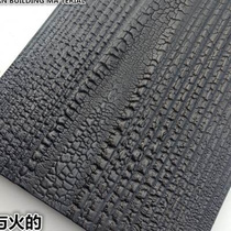 Deep carbonized wood black wood grain burned fir solid wood fire charred retro shop sign ceiling wall background decoration