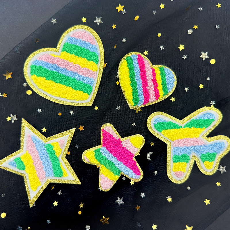 Gold-Edged Fine Glitter Towel Embroidery Small Star Heart Airplane Pattern Fabric Patch Clothing Hole Repair Patch Decorative Patch Self-Adhesive Gold-Edged Fine Glitter Towel Embroidery Small Star Heart Airplane Pattern Fabric Patch Clothing Hole Repair Patch Decorative Patch Self-Adhesive