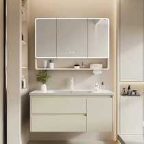 Thickened honeycomb aluminum alloy bathroom cabinet ceramic integrated basin bathroom washbasin half-sealed beauty mirror cabinet washbasin