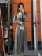 Gray knitted dress for spring and autumn clothes for women 2025 new style for women with high-end slim fit and slim waist long skirt
