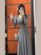 Gray knitted dress for spring and autumn clothes for women 2025 new style for women with high-end slim fit and slim waist long skirt