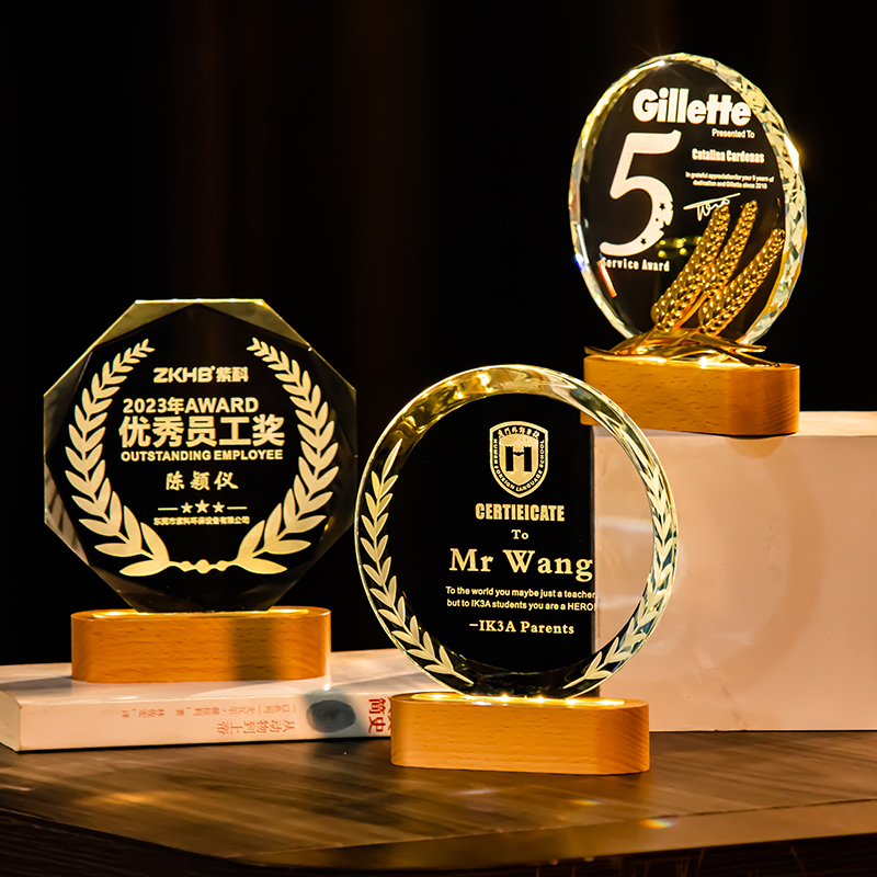 New Crystal Trophy Customised to Creative Annual Conference Awards Excellent Employee Honours Luminous Medal Booking Commemorative-Taobao