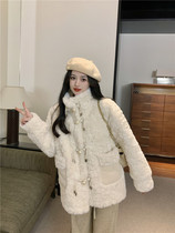 2023 new exploits Korean sheep lamb wool jacket spring autumn winter plus suede thickened superior sensation little sub-blouses woman