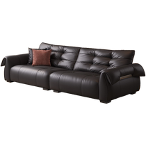 Gujia Home Black American Retro Leather Sofa Large Black Cow Piano Key Living Room Furniture 2024 New Style 1250
