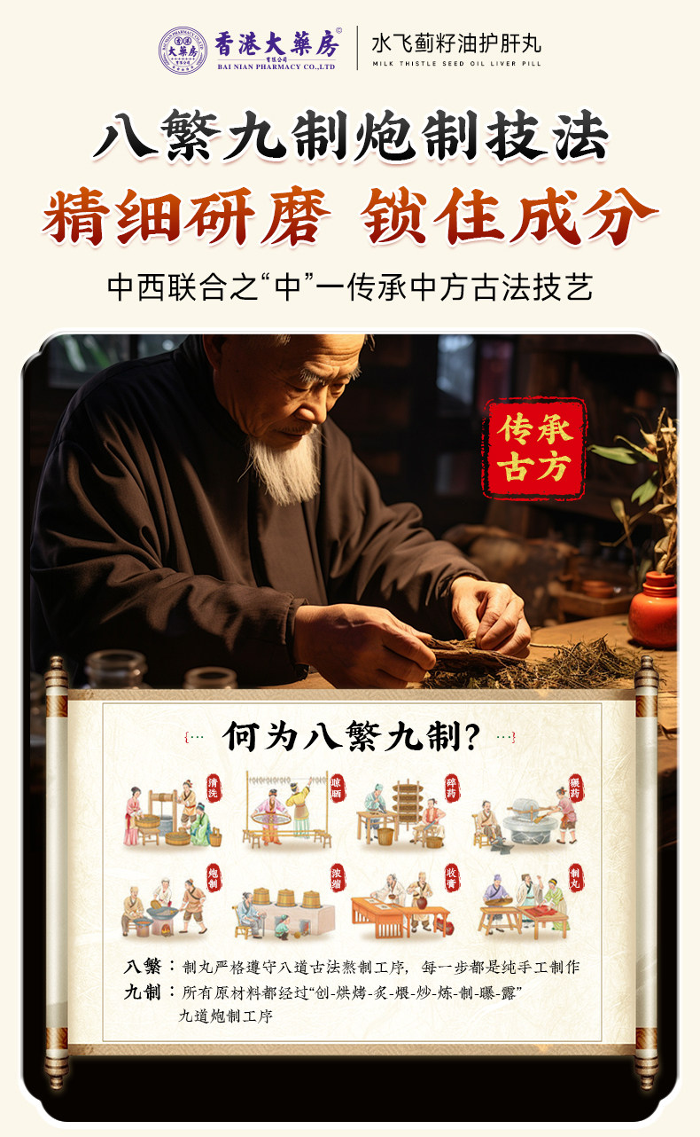 【中國直郵】 香港大藥房 水飛薊籽油護肝丸 草本萃取 1瓶60粒