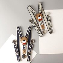 High-end gomi childrens suspender clip child baby three-clip elastic cartoon suspenders thick cotton pants adjustable anti-scratch