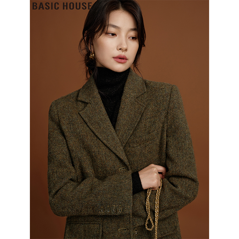 Basic House/Baijiahao Retro Wool Coat Loose Woolen Blazer for Women 2025 Autumn and Winter New Style
