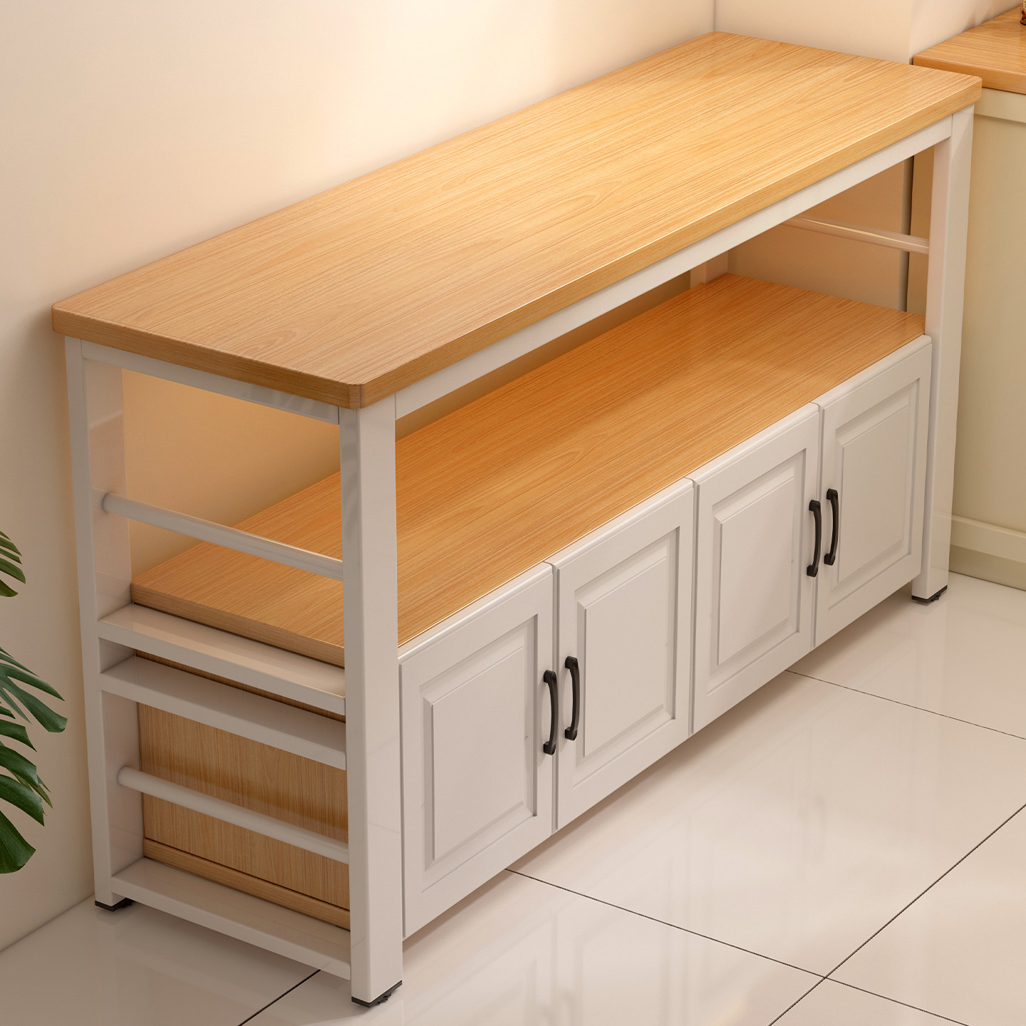 Kitchen Storage Rack, Floor-Standing Multi-Functional Workbench, Vegetable Cutting Table, Microwave Oven, Multi-Layer Storage Cabinet, Sideboard Cabinet