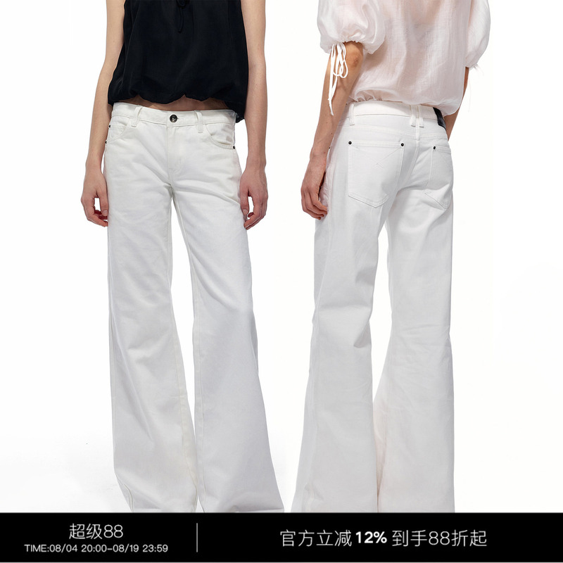 3Rd White Low-Rise Flared Jeans
