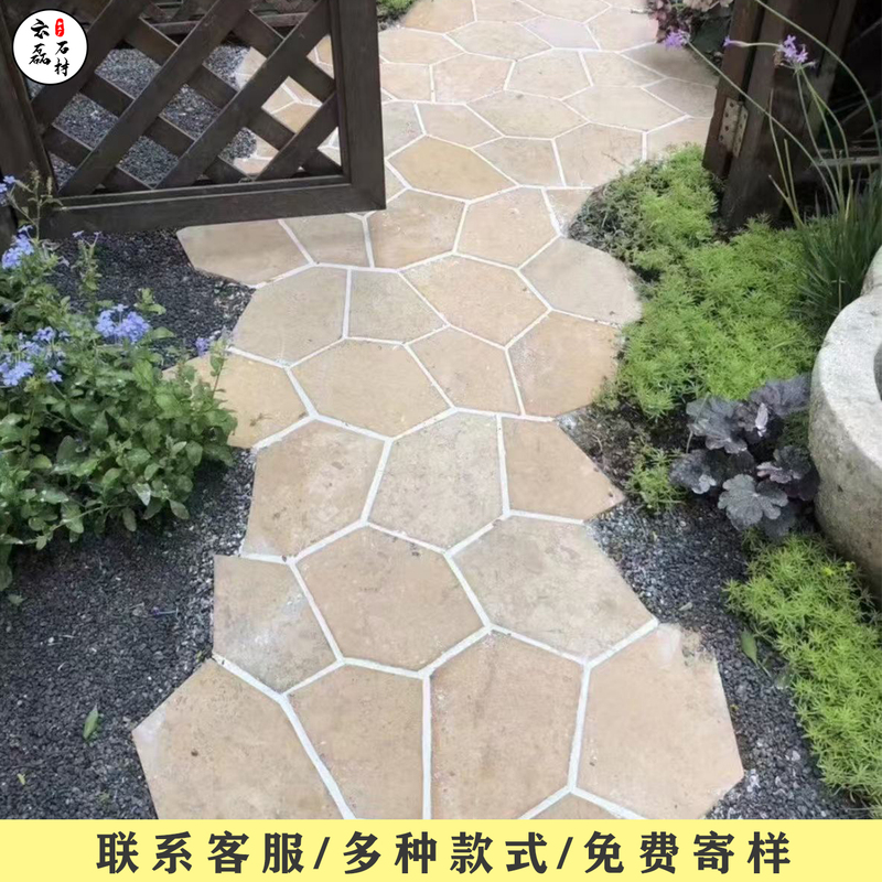 Natural Yellow Rust Stone with Ice Crack Pattern, Irregular Cultural Stone for Courtyard Garden Flooring, Villa Small Yard Natural Yellow Rust Stone with Ice Crack Pattern, Irregular Cultural Stone for Courtyard Garden Flooring, Villa Small Yard