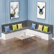 Solid wood simple card seat sofa storage cabinet household dining table and chairs small apartment card seat dining living room L-shaped card seat