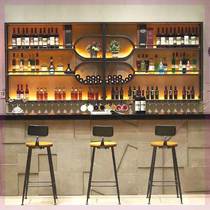 Creative wall-mounted wine rack bar bar wine rack wall-mounted wine cabinet with light wine display rack hanging wine rack