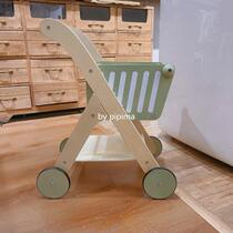 Butt Mom Play House Toys Wooden Childrens Supermarket Shopping Cart Boy and Girl Birthday Gift Stroller Toddler