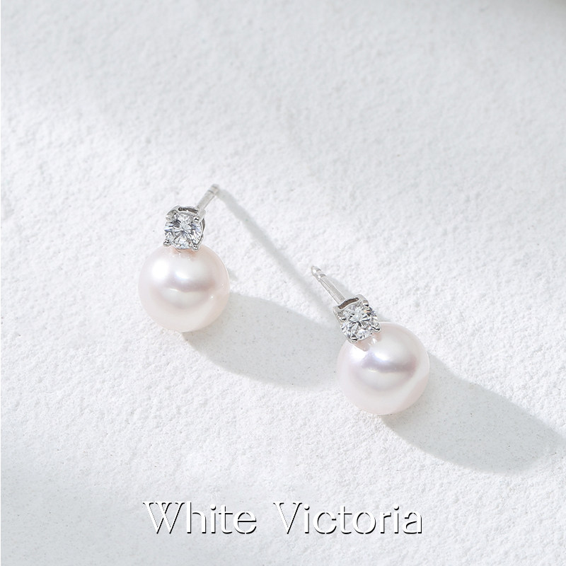WHITEVICTORIA珍珠耳钉戴妃款akoya海水珍珠18K金，奢华之美如何展现？-耳饰-淘宝好物网