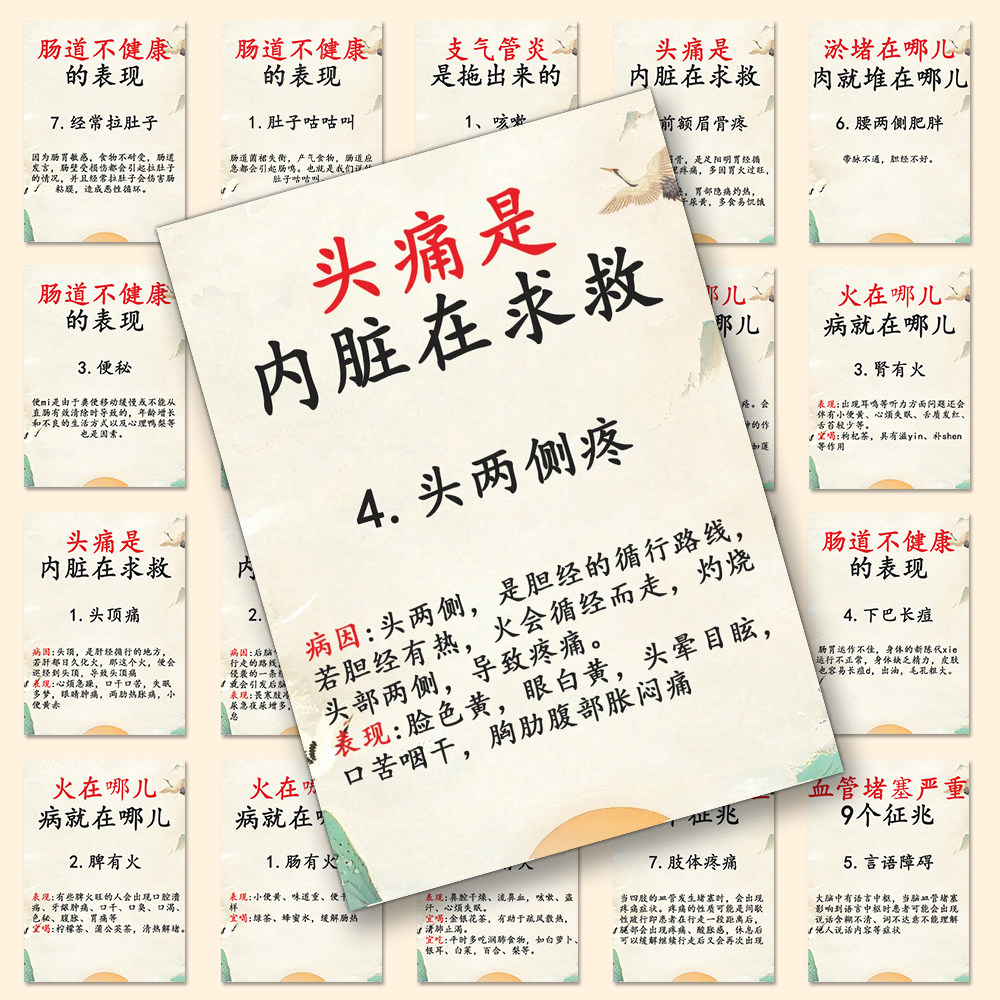 108张中医健康养生知识科普贴纸身体信号自然养生之道diy笔记本贴