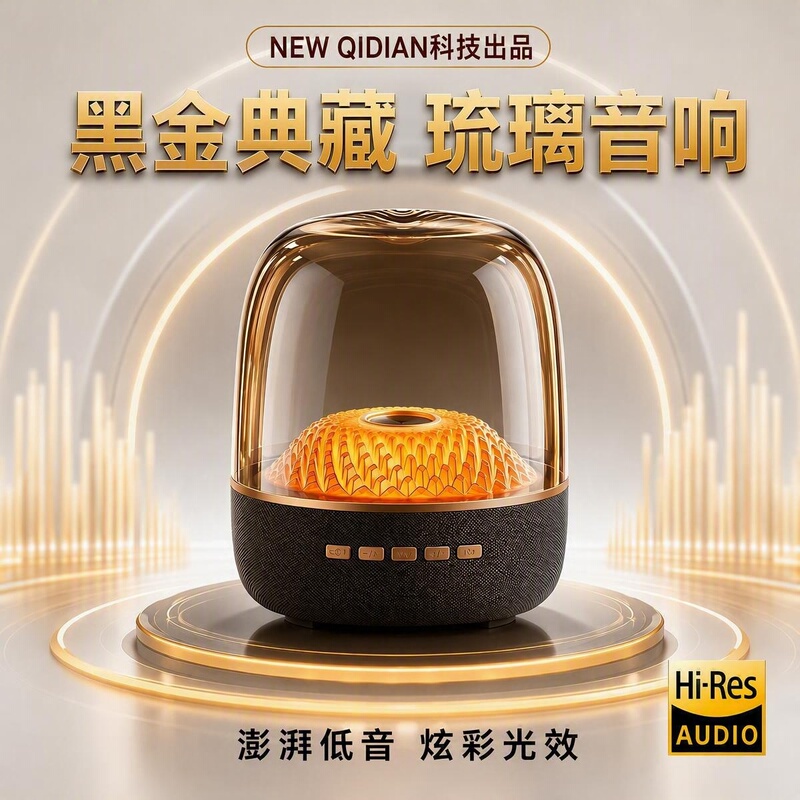Black Gold Collection Glazed Audio Wireless Bluetooth Speaker 3D Bass Enhanced Home Bluetooth Wireless Speaker Black Gold Collection Glazed Audio Wireless Bluetooth Speaker 3D Bass Enhanced Home Bluetooth Wireless Speaker