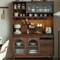 Nordic solid wood black walnut sideboard integrated wall-mounted modern simple small apartment log cherry wood storage cabinet