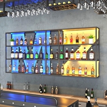 Wall-mounted wine rack wine cabinet wall-mounted wall-mounted restaurant luminous wall red wine creative bar rack bar iron art