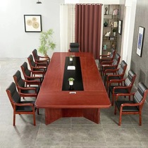 Government office conference table simple modern conference table and chair combination rectangular red solid wood negotiation table training table