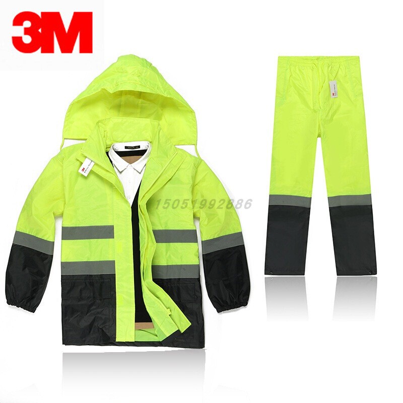 3m R2911 R2912 Waterproof Safety Warning Clothing, Luminous Split Raincoat Set, Protective Clothing, Waterproof, Windproof and Snowproof