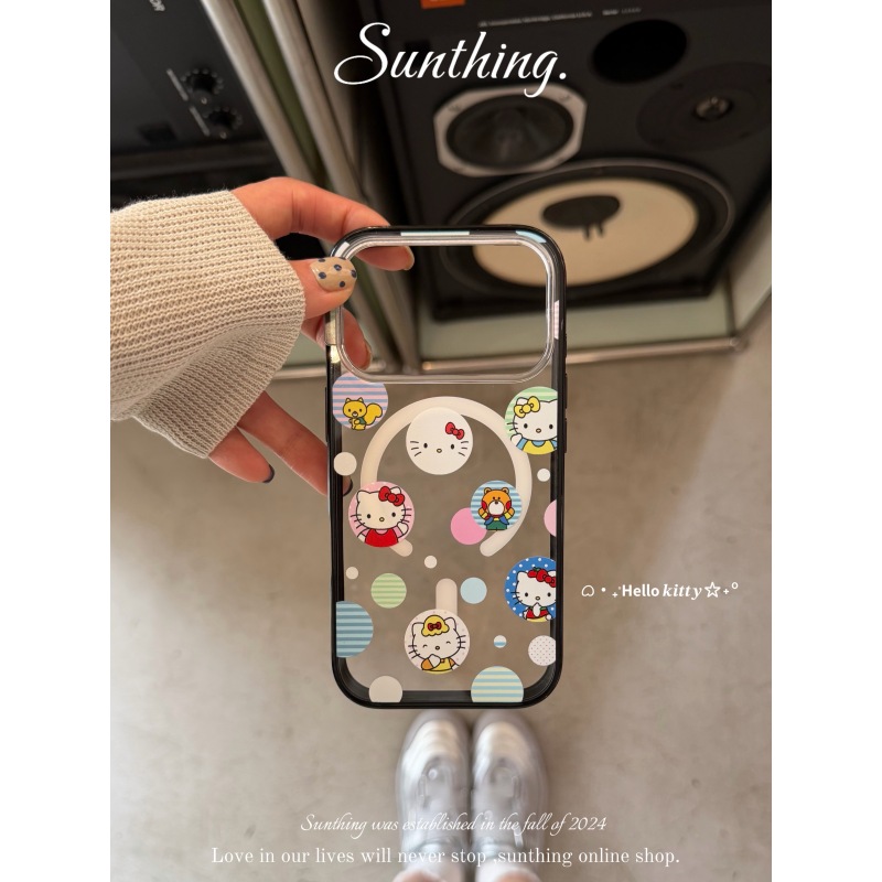 Sunthing/Kitty Family Avatar Black Frame Magnetic Shell Ultra-Thin Cute Korean-Style Illustration Acrylic Phone Case Suitable for Apple 17Pro16Promax15/14Promax Sunthing/Kitty Family Avatar Black Frame Magnetic Shell Ultra-Thin Cute Korean-Style Illustration Acrylic Phone Case Suitable for Apple 17Pro16Promax15/14Promax