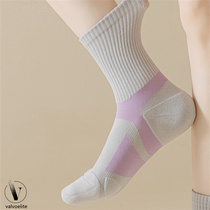 VALVOELITE Boneless Mesh Sports Socks Womens Sweat-Absorbent Breathable Towel Bottom Mid-Tube Socks Antibacterial Badminton Socks