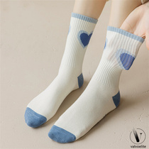VALVOELITE tie-dye love tennis socks womens thin pure cotton running mid-calf socks antibacterial breathable sports socks