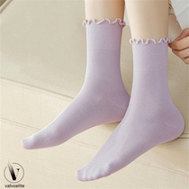 VALVOELITE pure cotton edge boneless badminton socks womens thin breathable mid-calf socks antibacterial sweat-absorbent sports socks