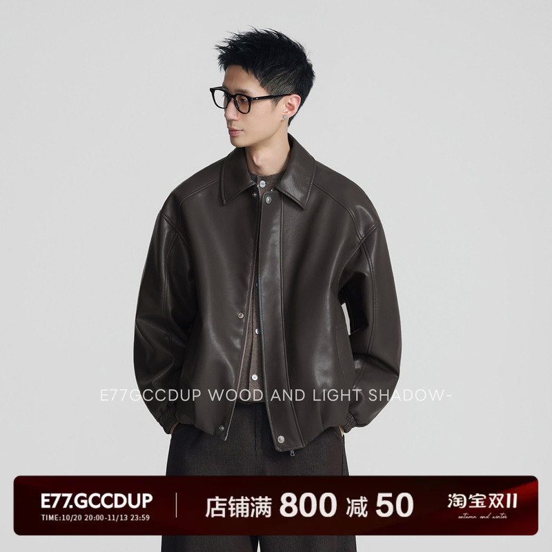 E77『Black Box Collection』Washed Vegetable-Tanned Matte Protein Soft Leather Loose-Fitting Leather Jacket Casual Coat