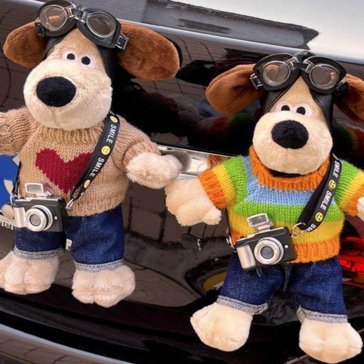 Car Tail Pendant Cartoon Leader Dog Doll Funny Car Trunk Ornament Electric Car Exterior Decoration