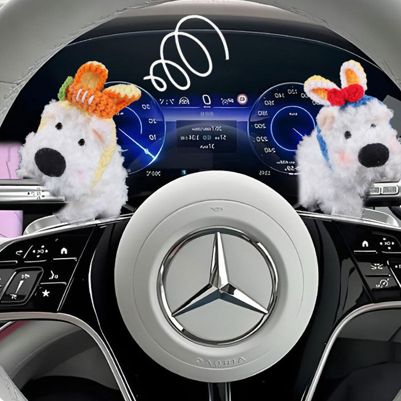 West Highland Car Dashboard Decoration Plush Toy Wiper Turn Signal Car Interior Ornament for Women