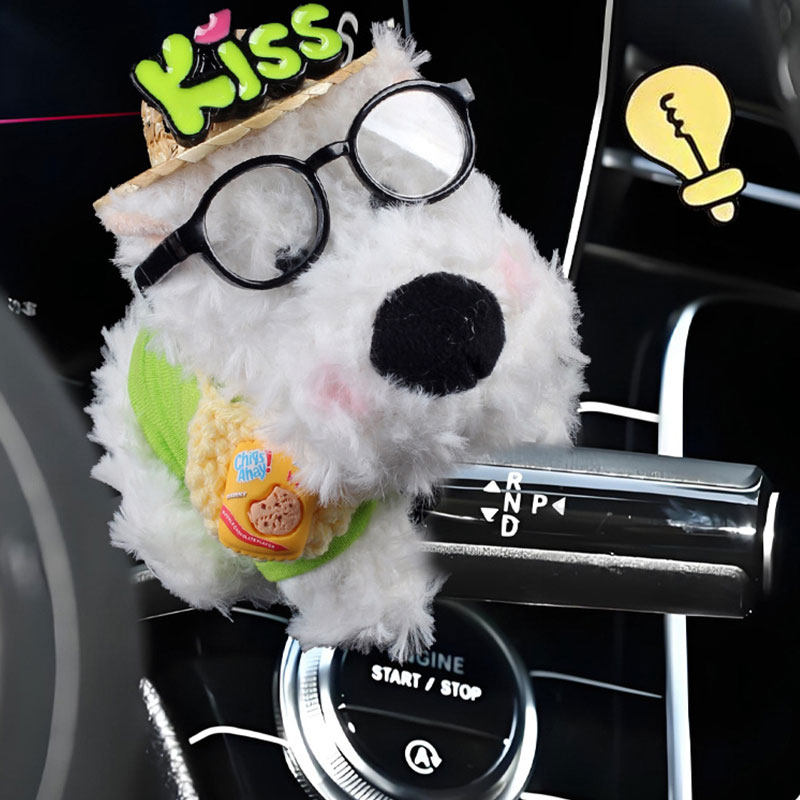 West Highland Car Dashboard Decoration Plush Toy Wiper Turn Signal Car Interior Ornament for Women