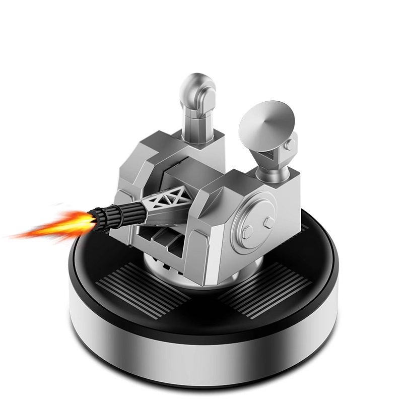 Solar-Powered Ornament Car Air Freshener Alloy Anti-Aircraft Gun Car Perfume Decoration Exterior Dashboard Creative Rotating