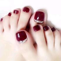 Xumengdie j-021 wine red glitter toenails and toenails ready-made nail patches 24 pieces of fake nails