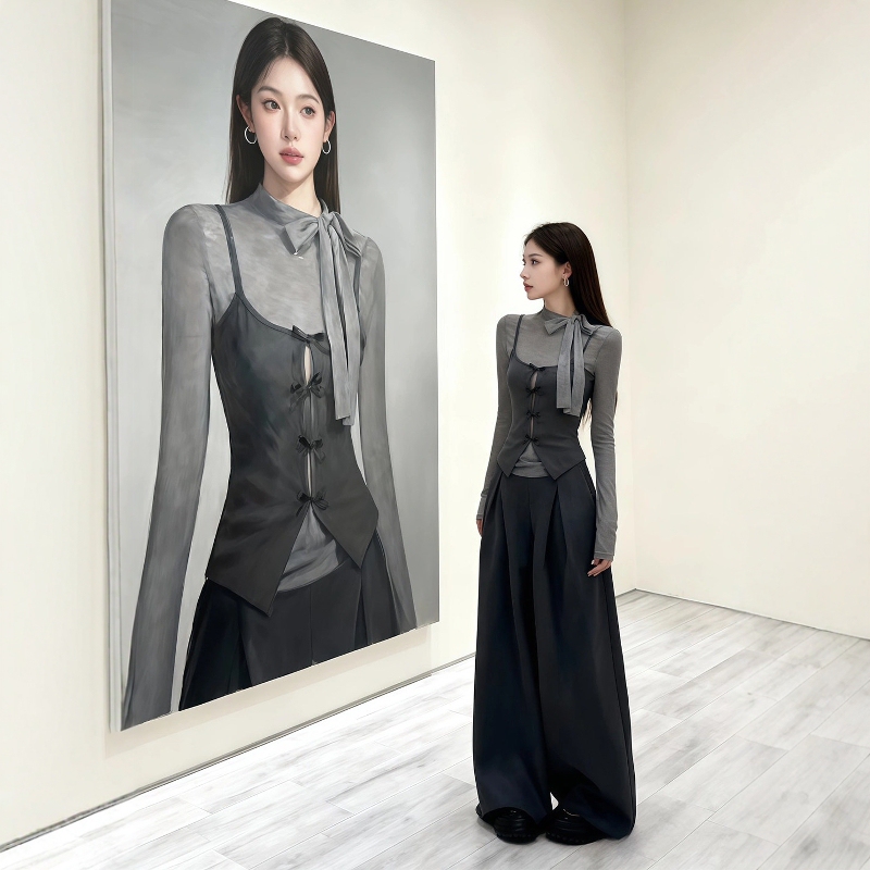 British Dgkp Complete Outfit Set 2026 Spring and Autumn Base Shirt Slim-Fit Camisole Suit Pants Three-Piece Set