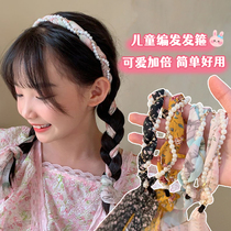Childrens braided hair scarf floral streamer headband one-piece hair rope summer girls pearl headband ponytail hair tie