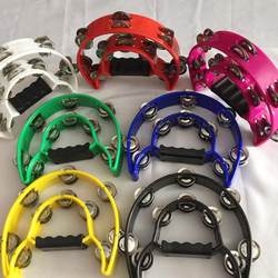 Percussion instrument plastic double-layer flower drum hoop KTV handbell Orff double-row bell flower tambourine hoop musical instrument toy