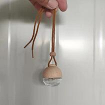 8ml car perfume pendant car aromatherapy perfume bottle beech wood hanging fragrance volatile essential oil semi-circular glass bottle