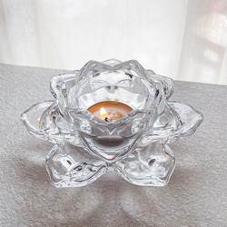 Chinese -style transparent crystal glass lotus candlestick candlestick lantern lantern romantic candlelight home jewelry craftsmanship