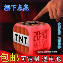Minecraft Alarm Clock MC Game Peripheral Creeper Colorful Night Light Electronic Clock Student Childrens Birthday Gift