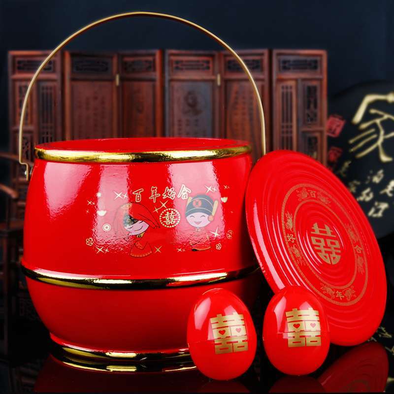 Wedding Celebration Supplies Great Full Suit Bride Toilet Pail Pail Pendulum with red female party accompanied by large wooden children and grandchildren barrel-Taobao